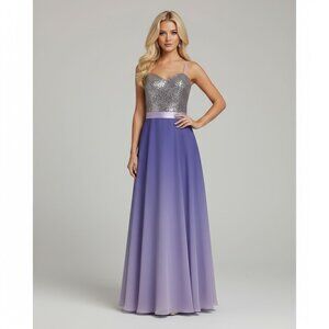 Purple Ombre Formal Bridesmaid Dress with Sequin Top